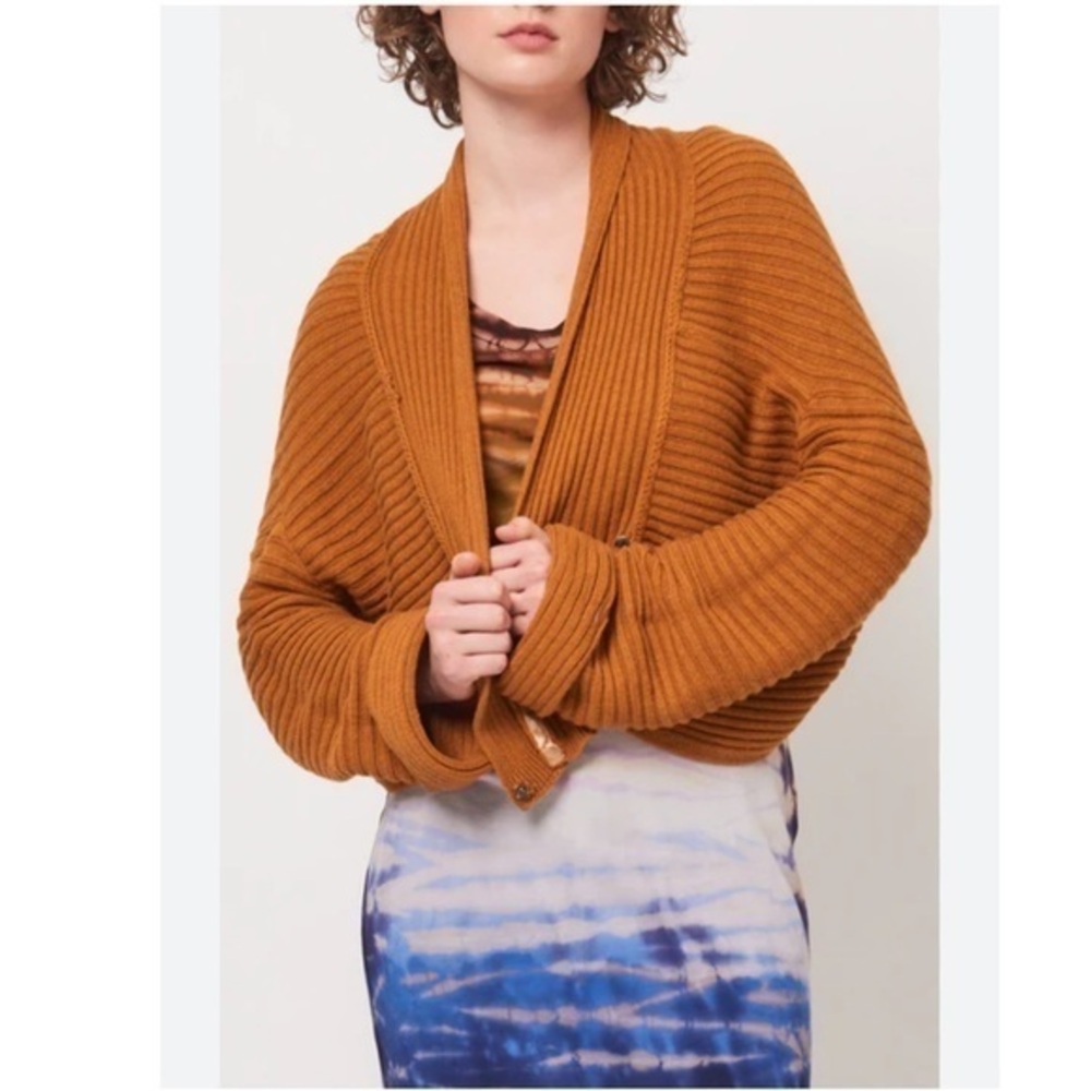Raquel Allegra Sweater Aster Cardigan in Marigold Brown